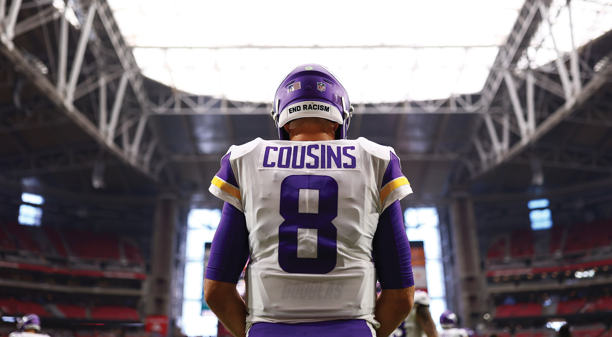 Back of Kirk Cousins in #8 Viking jersey